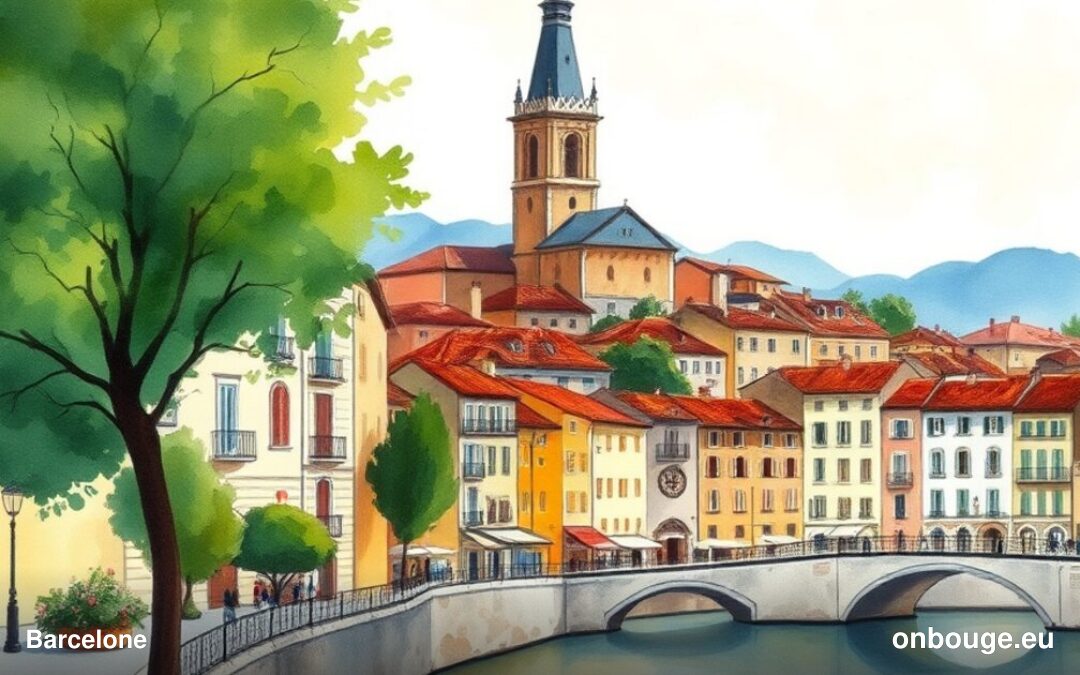 Watercolor of Barcelona, Spain