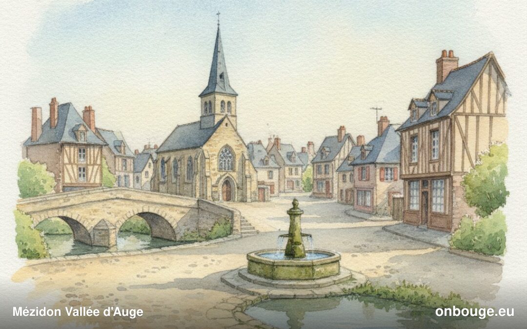 Aquarelle de Mézidon Vallée d'Auge