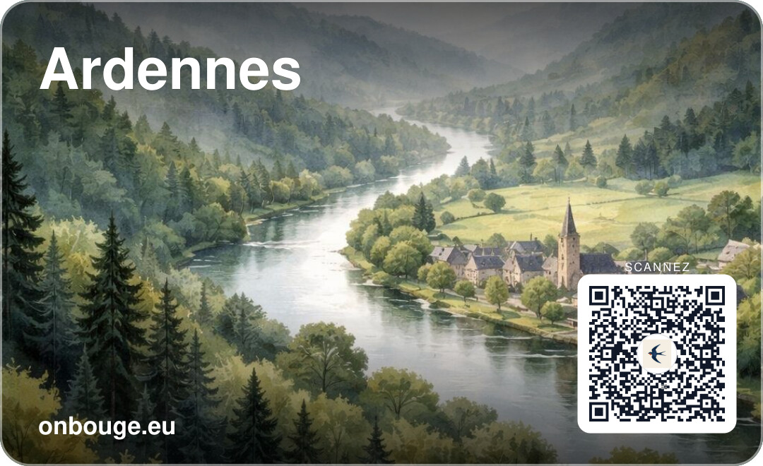 Aquarelle Ardennes — carte OnBouge avec QR
