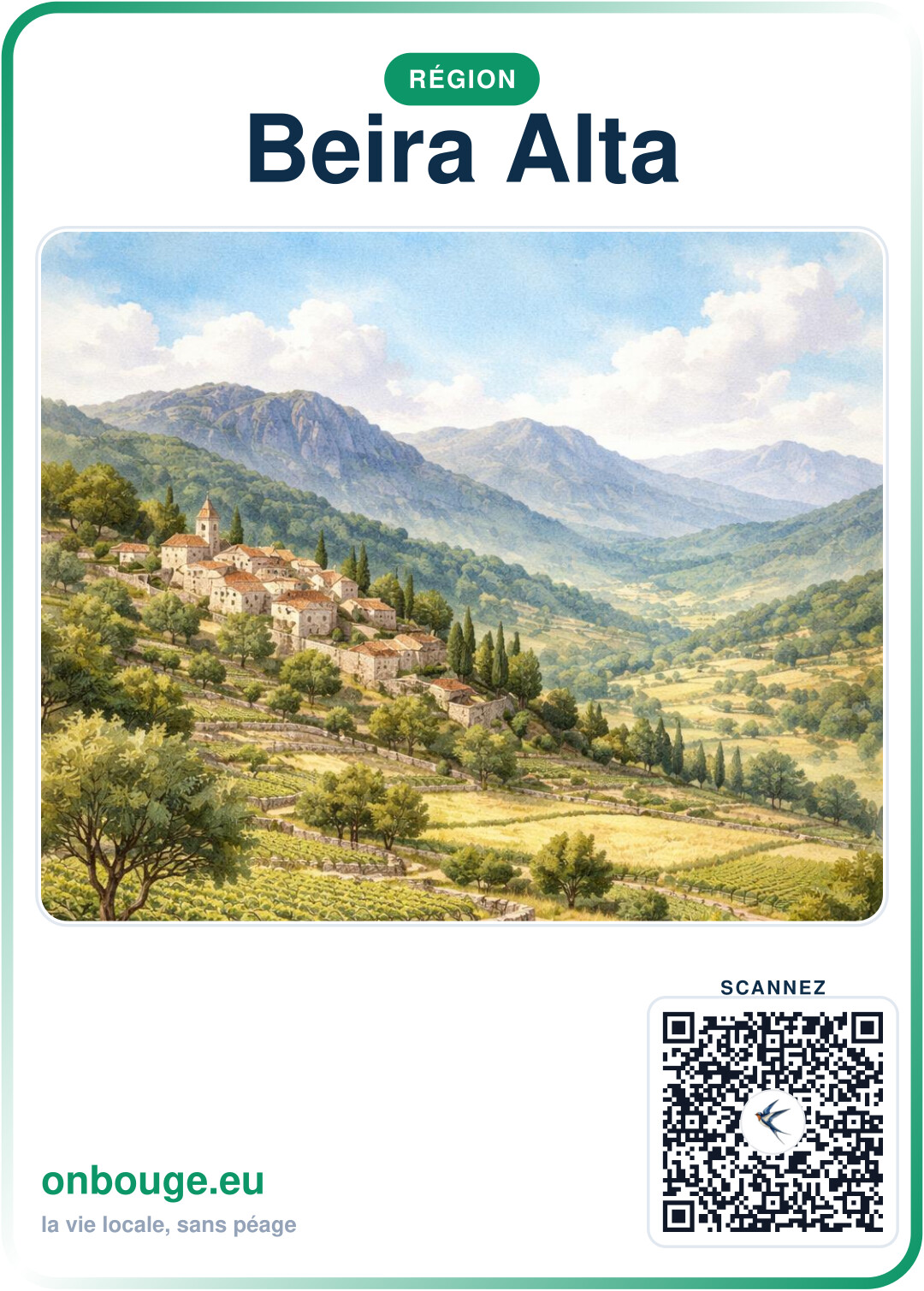 Aguarela Beira Alta — carte OnBouge avec QR