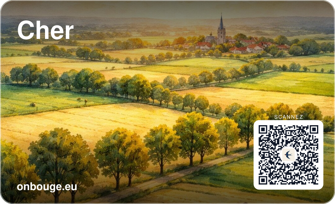 Aquarelle Cher — carte OnBouge avec QR