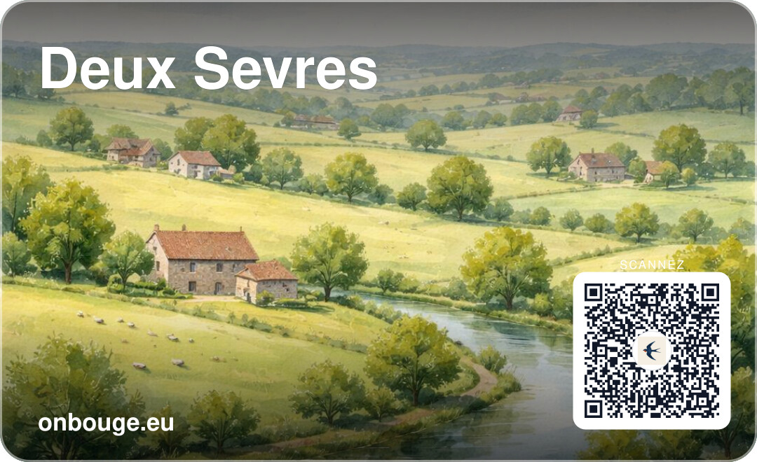 Aquarelle Deux-Sèvres — carte OnBouge avec QR