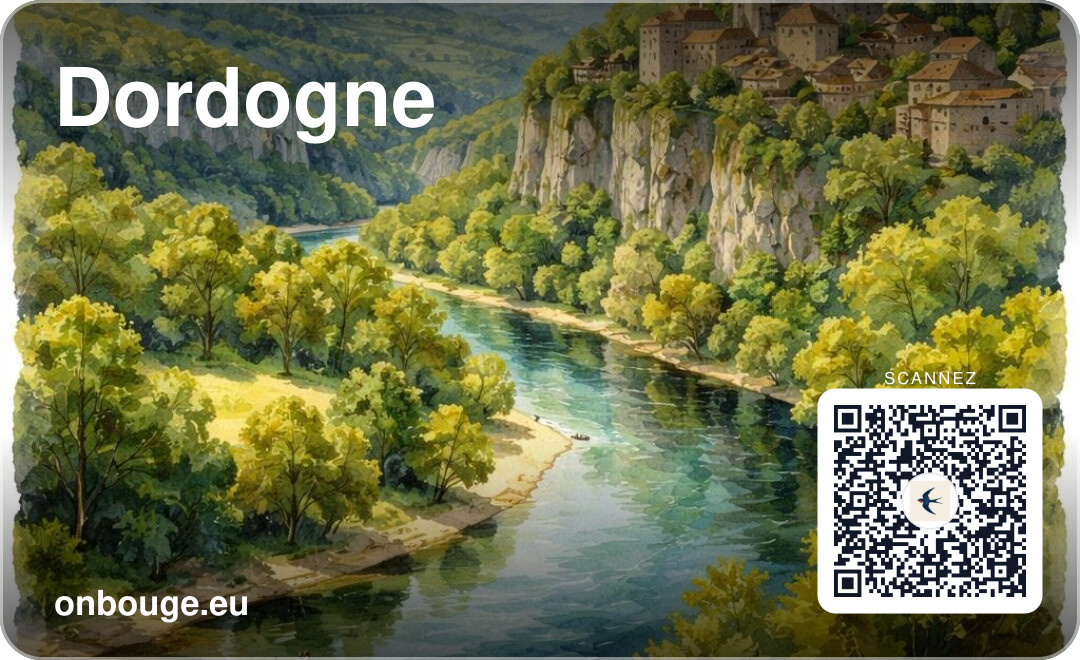 Aquarelle Dordogne — carte OnBouge avec QR