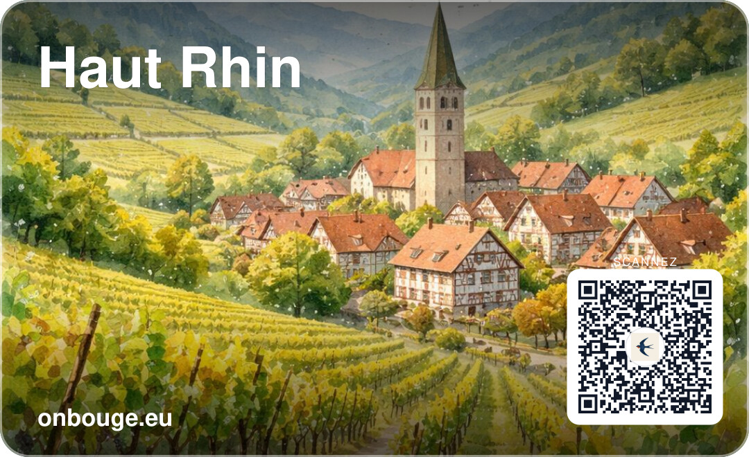 Aquarelle Haut-Rhin — carte OnBouge avec QR