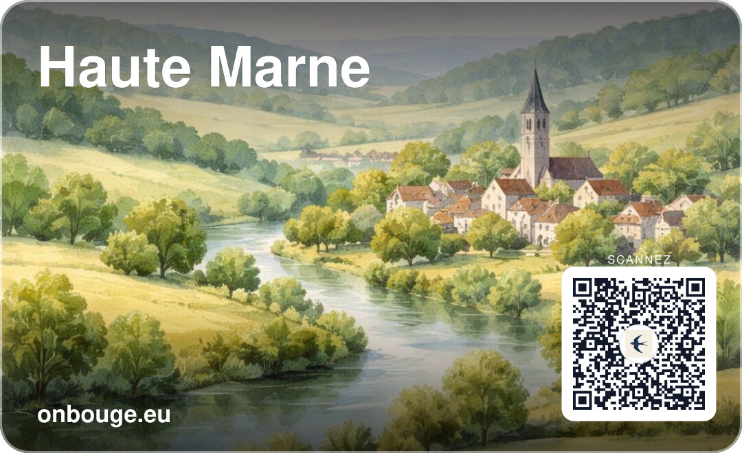Aquarelle Haute-Marne — carte OnBouge avec QR