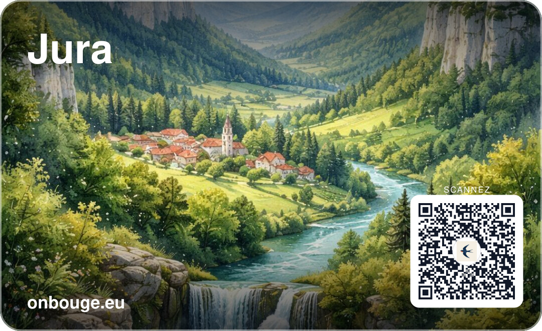 Aquarelle Jura — carte OnBouge avec QR
