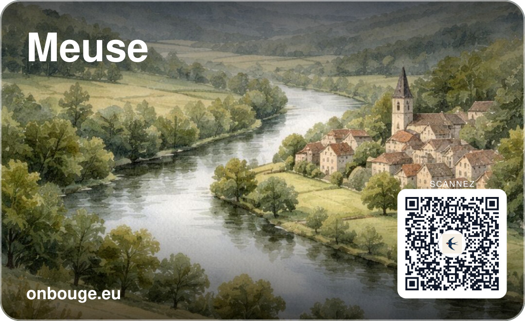 Aquarelle Meuse — carte OnBouge avec QR