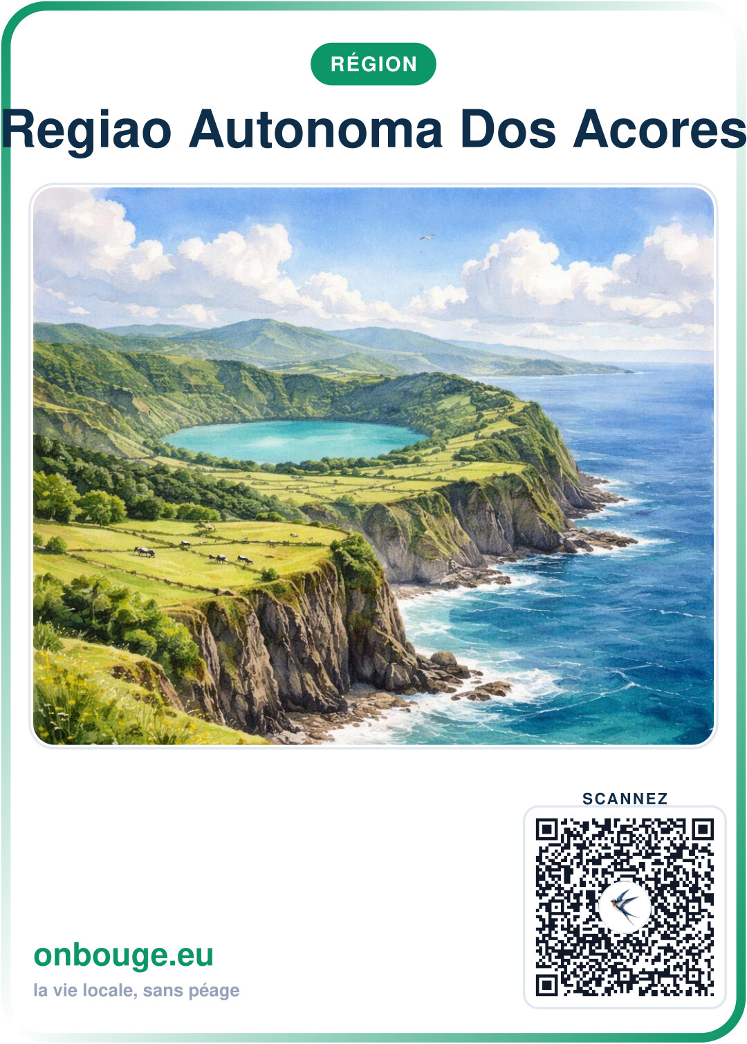 Aguarela Açores — carte OnBouge avec QR