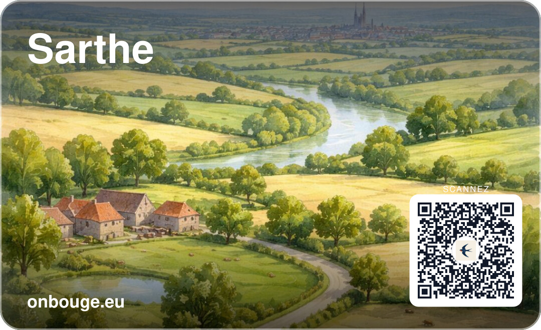 Aquarelle Sarthe — carte OnBouge avec QR
