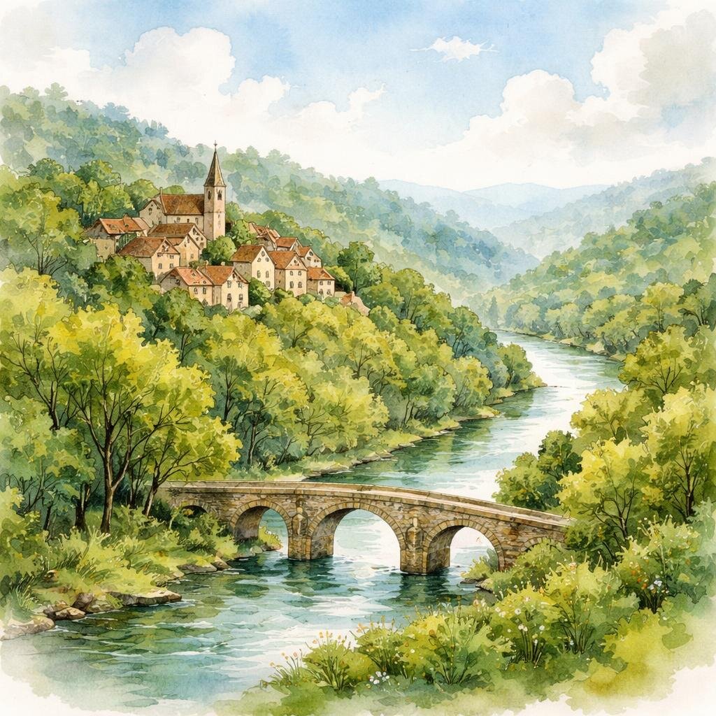 Corrèze — illustration départementale (aquarelle de la ville à venir)