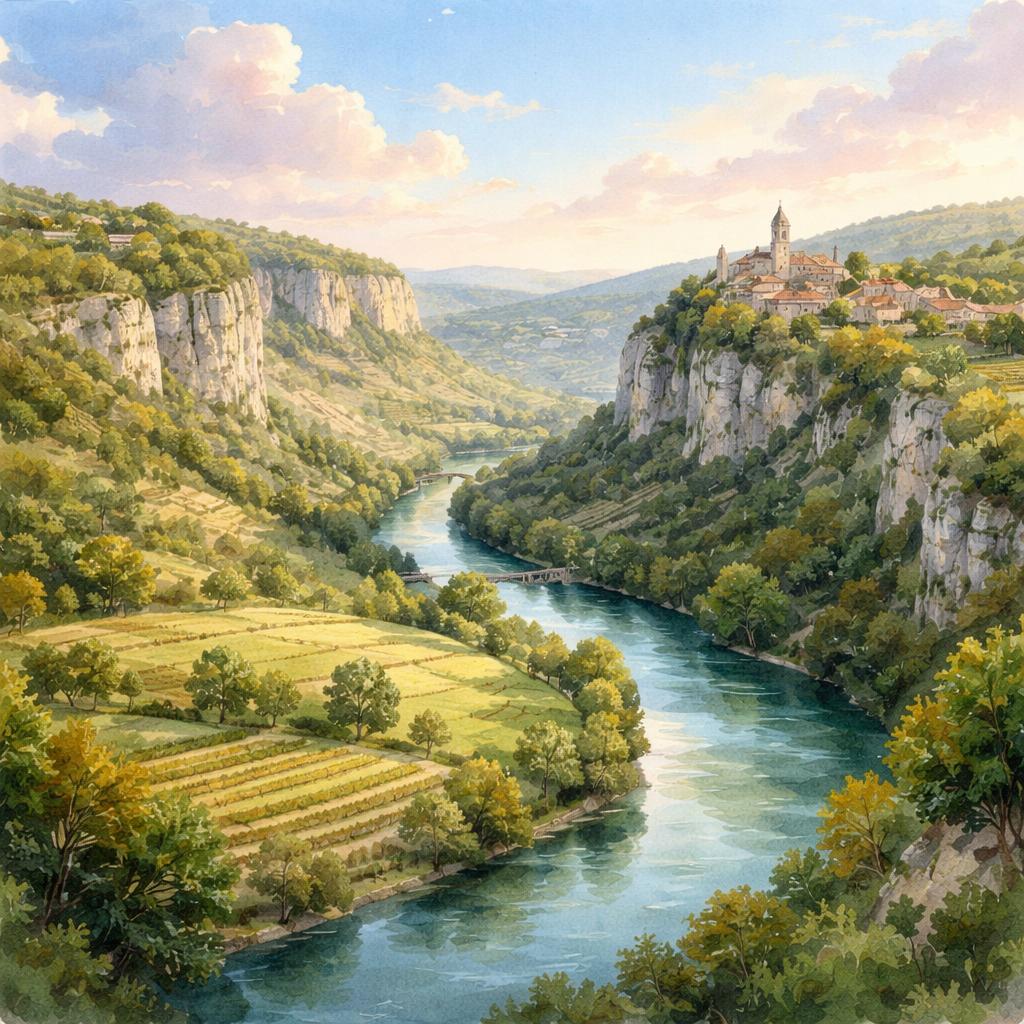 Lot — illustration départementale (aquarelle de la ville à venir)