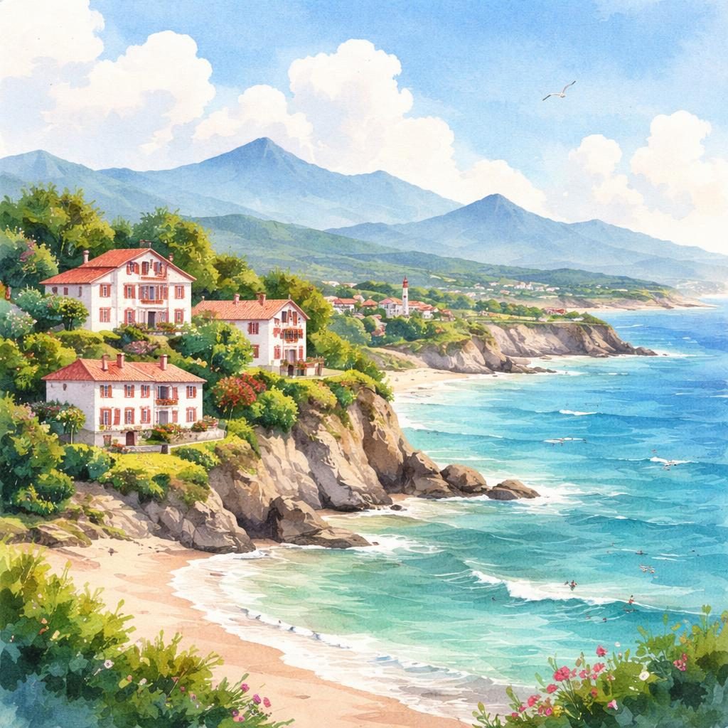 Aquarelle Pyrénées-Atlantiques