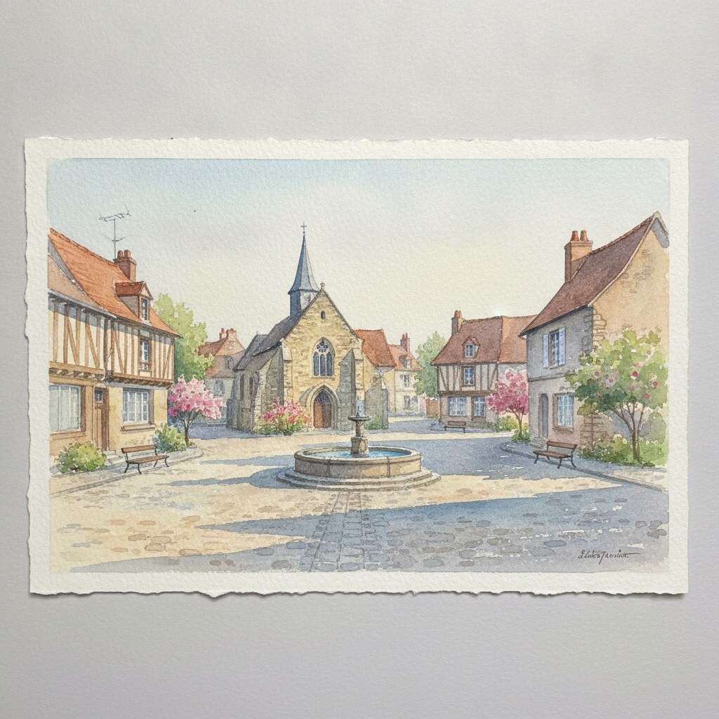 Amfreville-la-Mi-Voie — aquarelle — France