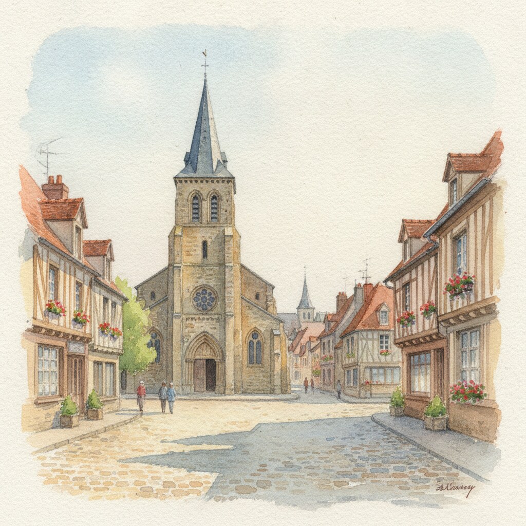 Beaumont-le-Roger — acuarela — Francia
