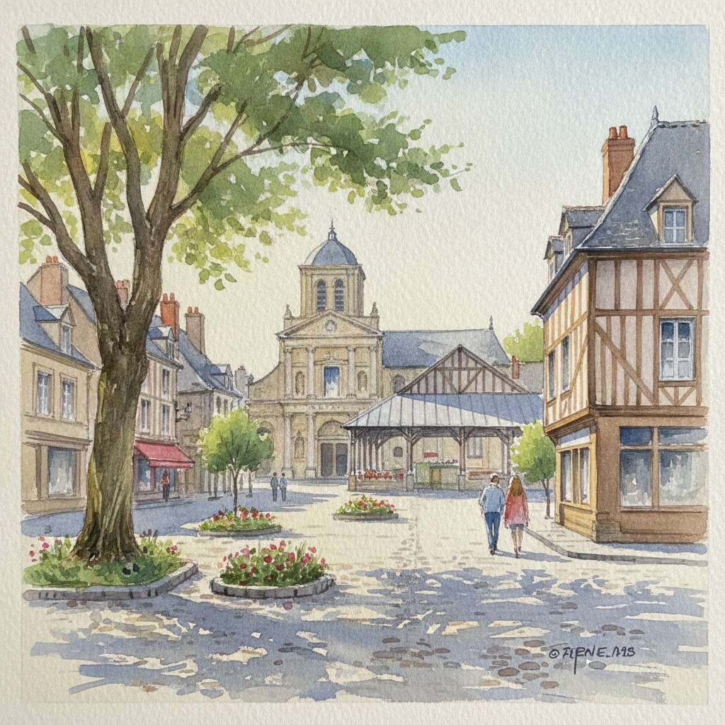 Bernay — acuarela — Francia