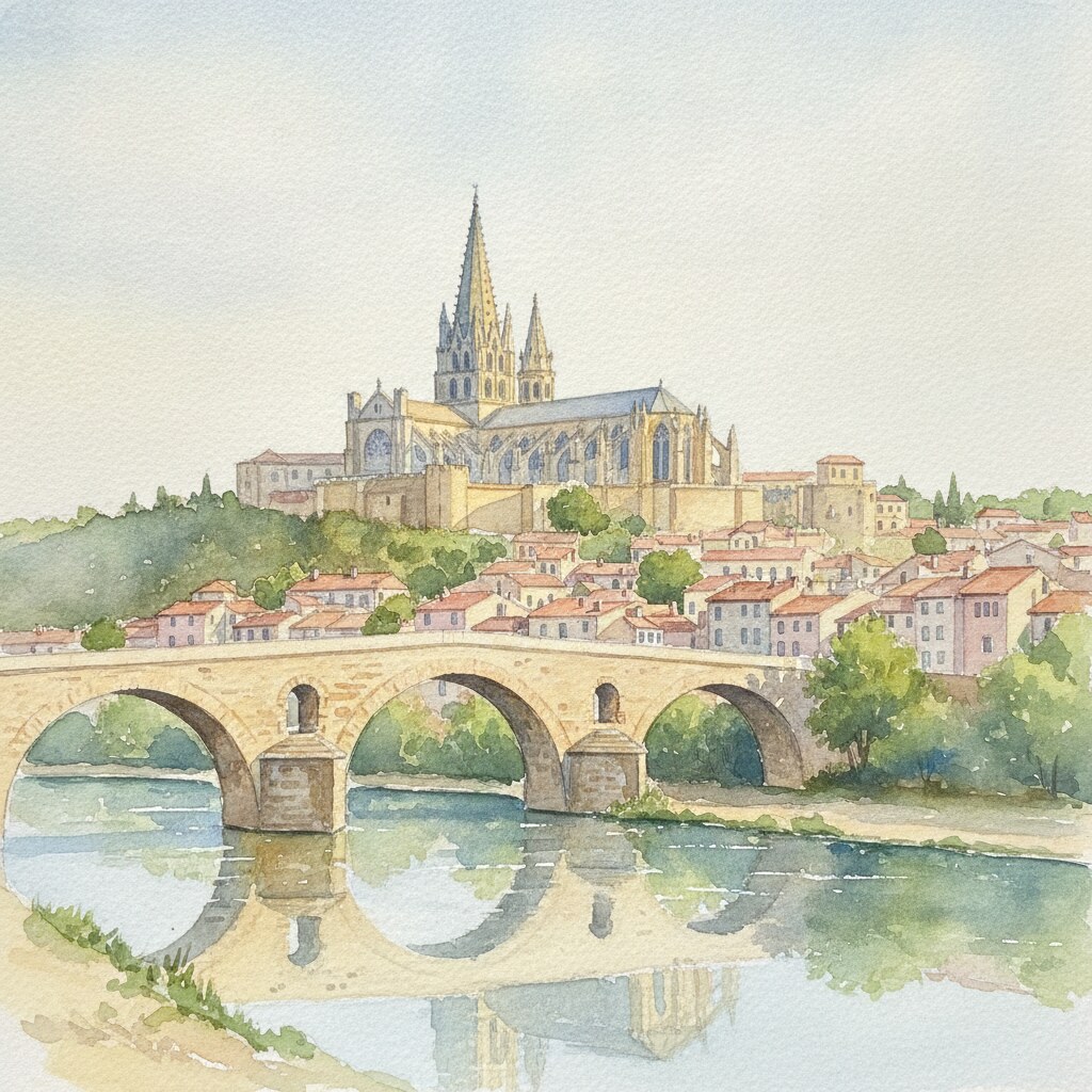 Béziers — acuarela — Francia
