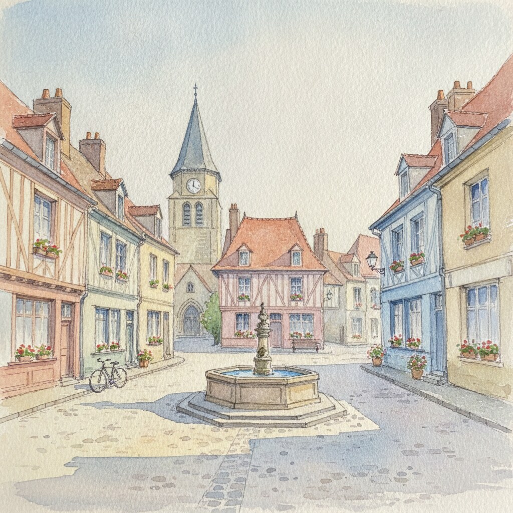 Bourg-Achard — acuarela — Francia
