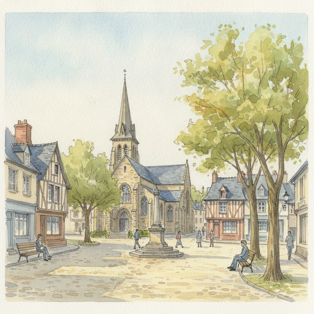 Brécey — aquarelle — France