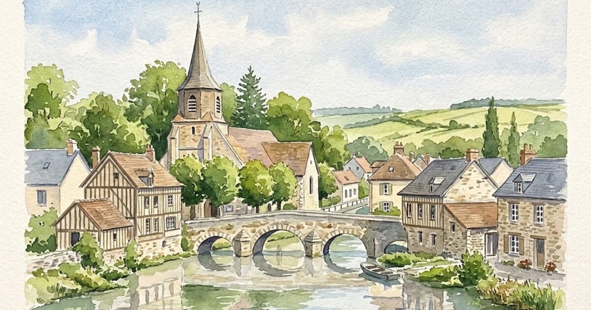 Breuilpont — acuarela — Francia