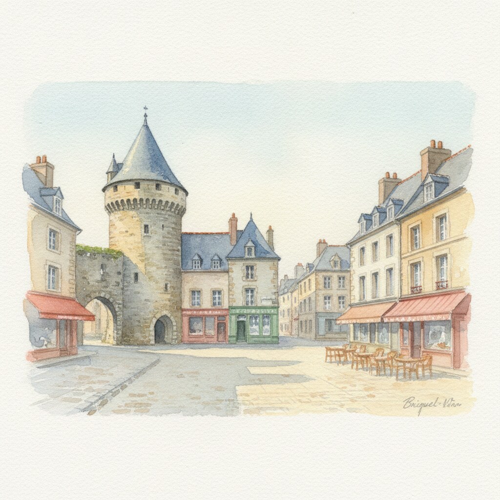 Bricquebec-en-Cotentin — acuarela — Francia