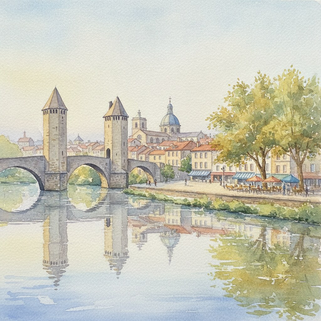 Cahors — acuarela — Francia