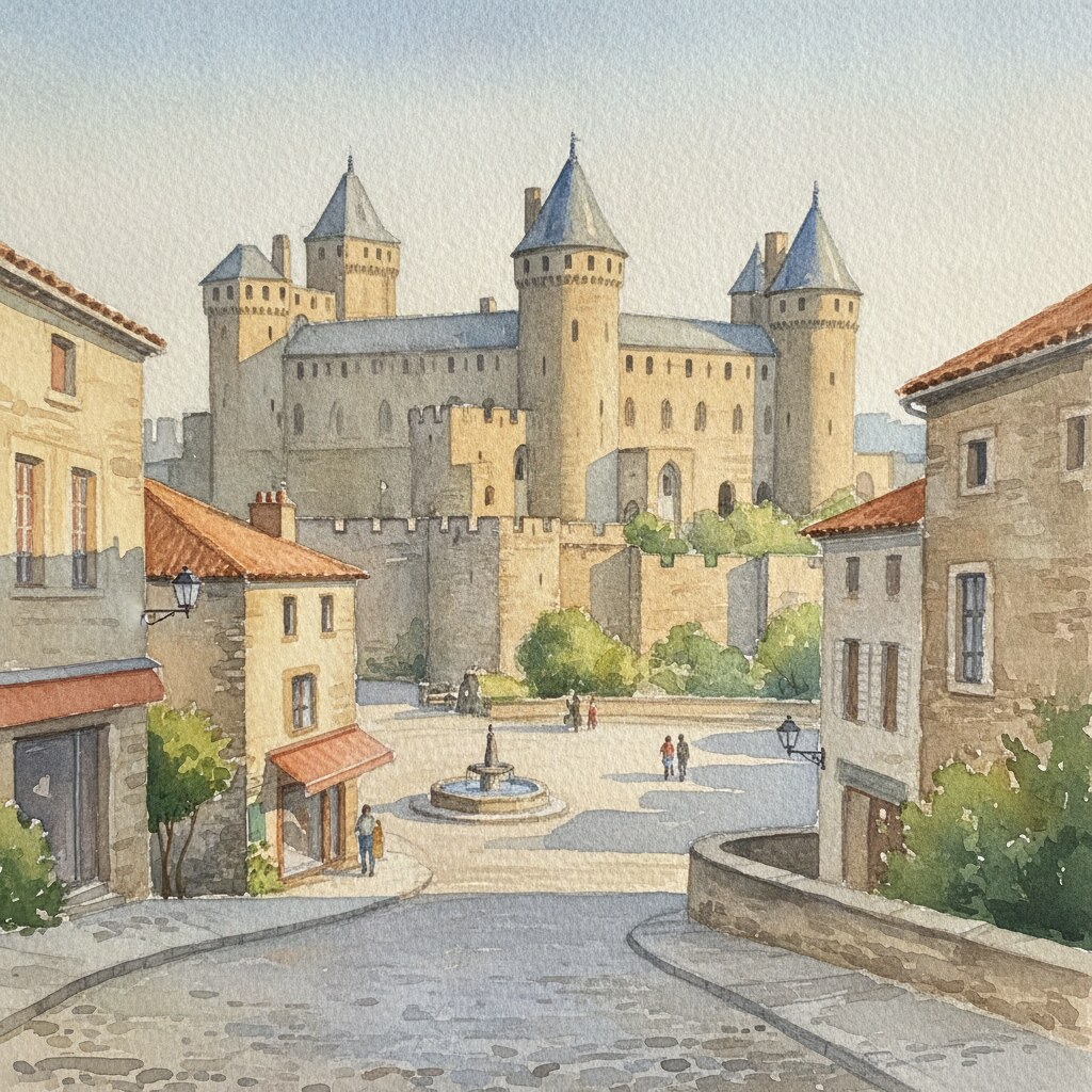 Carcassonne — acuarela — Francia