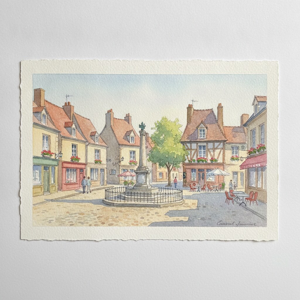 Caumont-sur-Aure — aquarelle — France