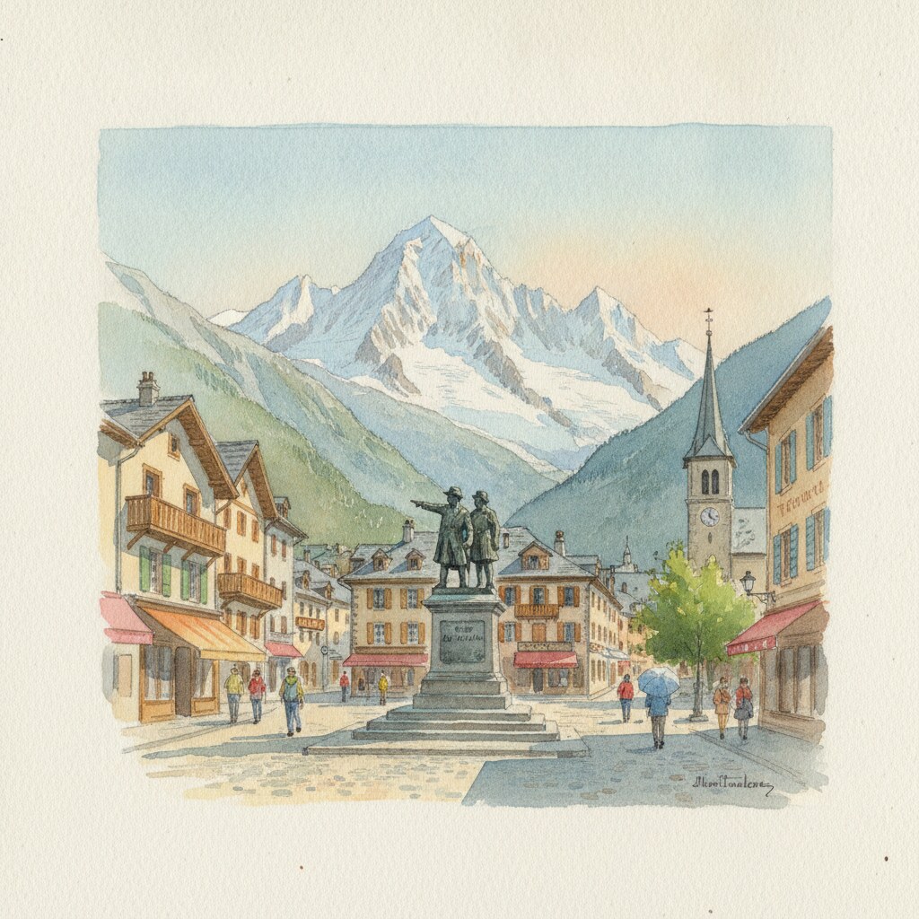 Chamonix-Mont-Blanc — acuarela — Francia