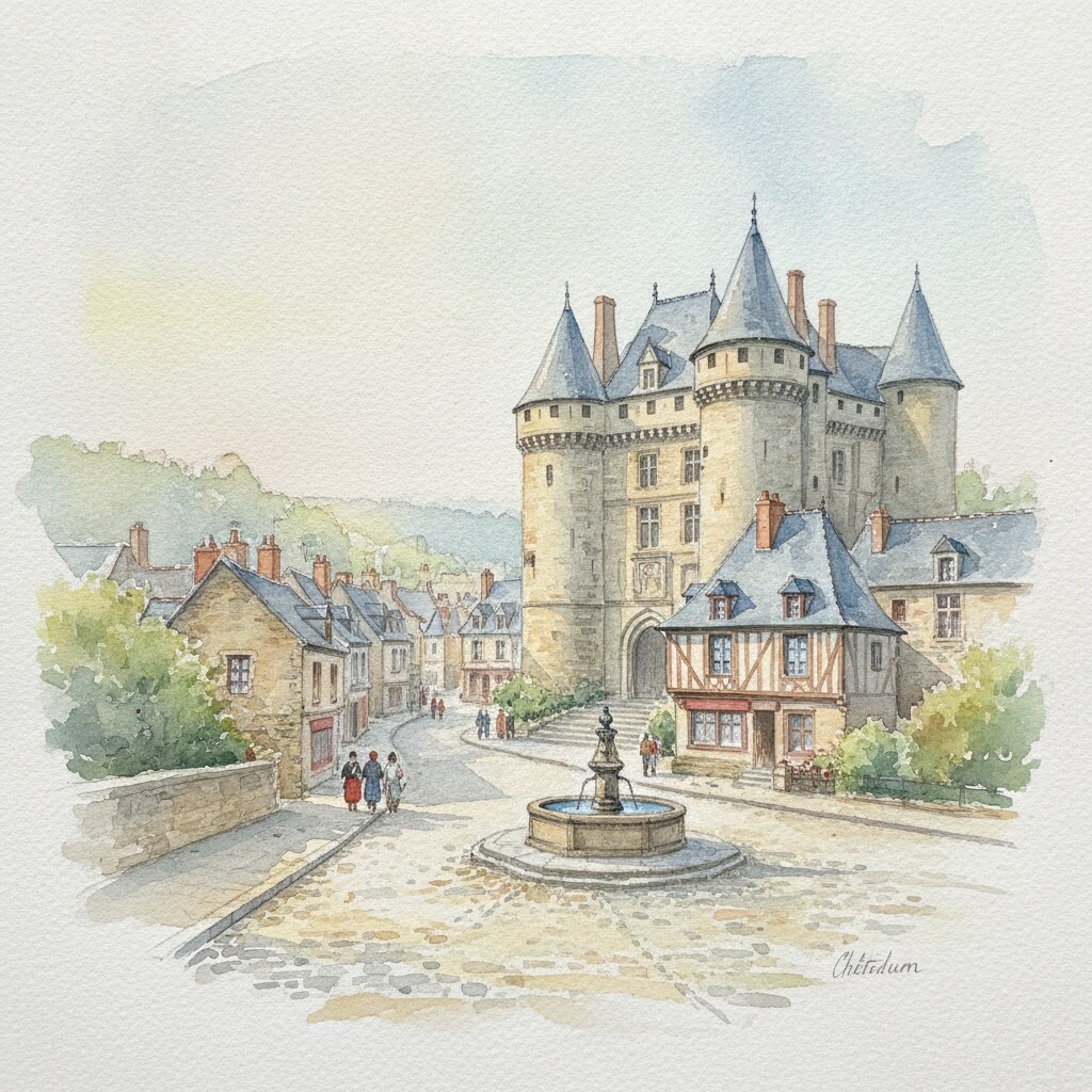Châteaudun — aquarelle — France