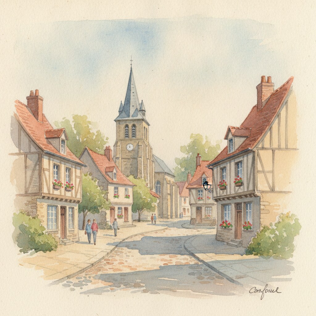 Conches-en-Ouche — acuarela — Francia