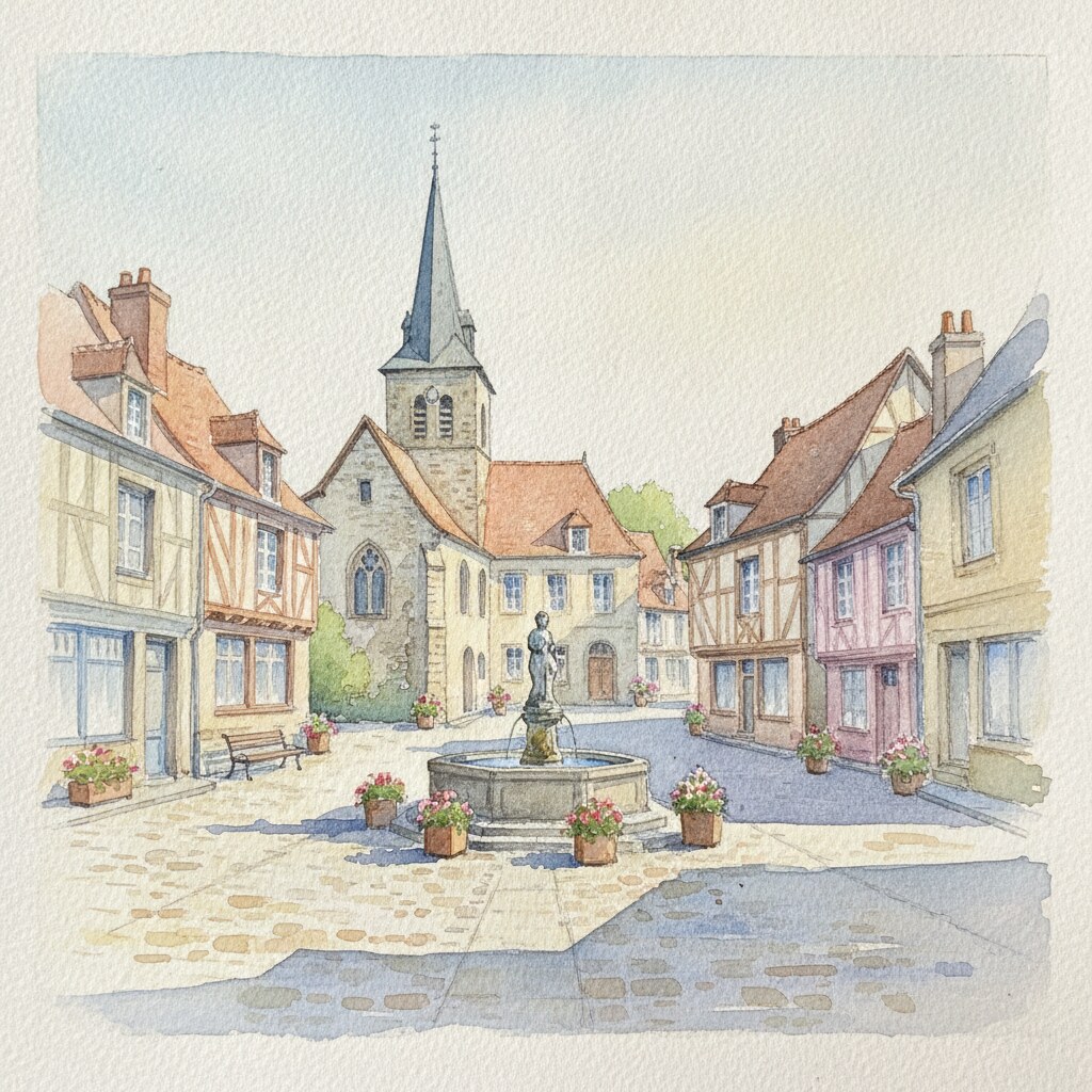 Condé-sur-Sarthe — aquarelle — France