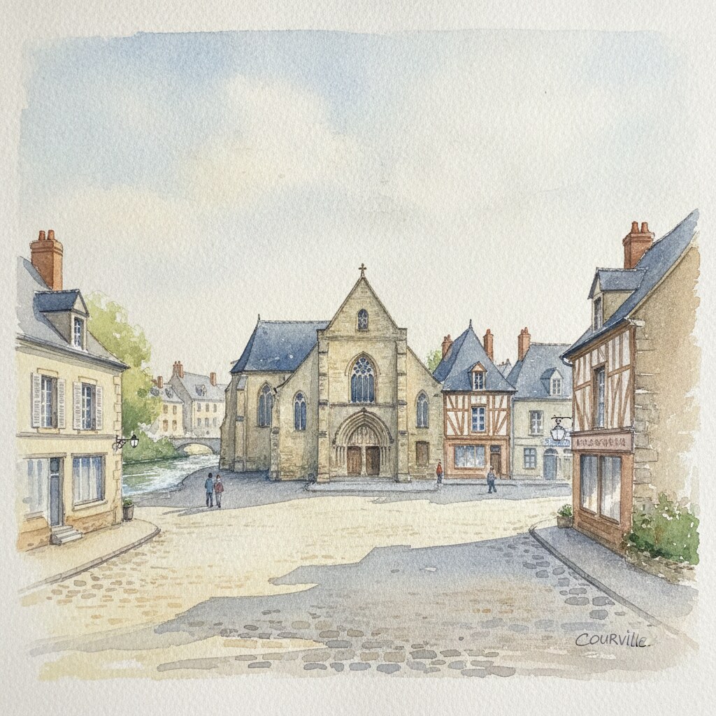 Courville-sur-Eure — aquarelle — France