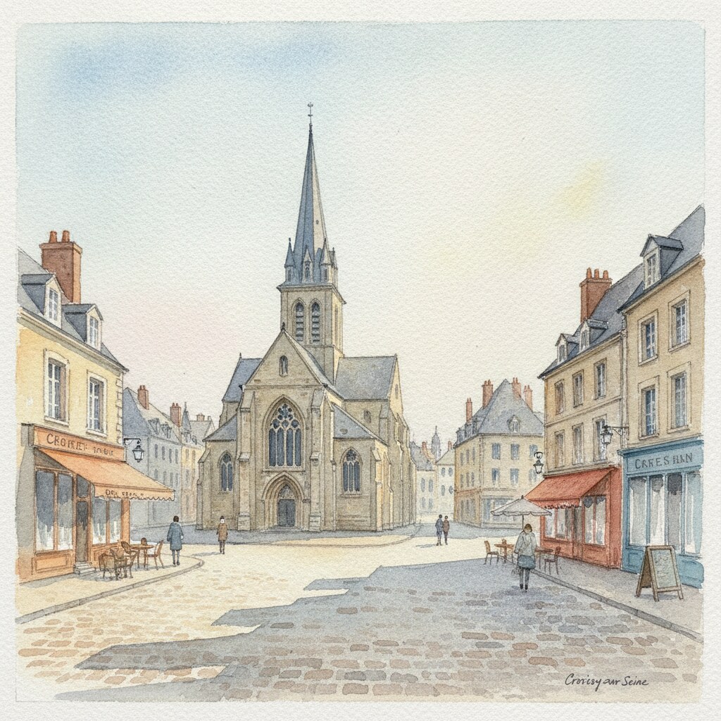 Croissy-sur-Seine — acuarela — Francia