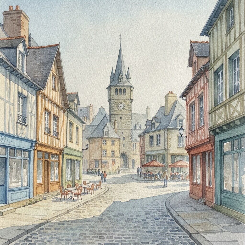 Dinan — acuarela — Francia