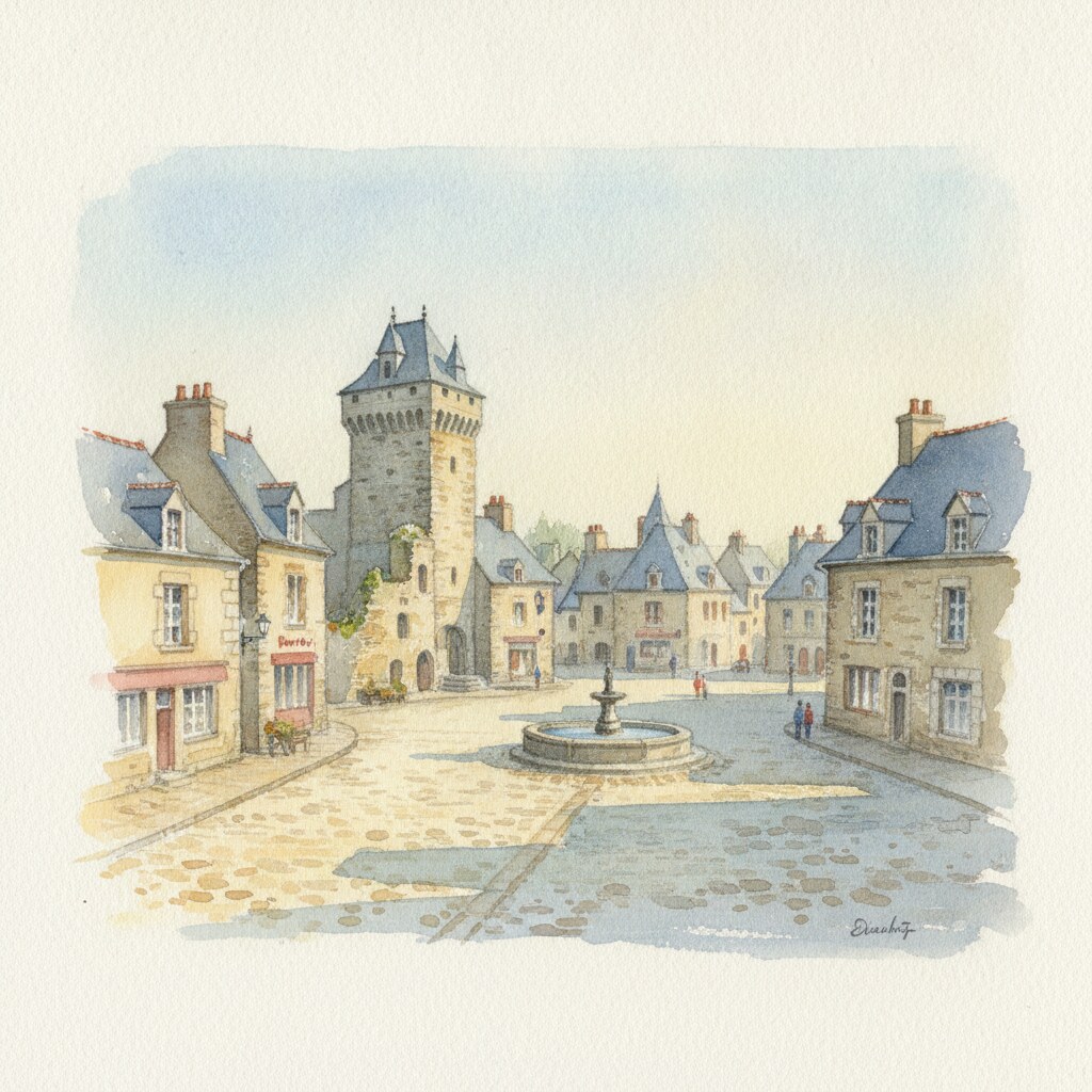 Domfront en Poiraie — aquarelle — France