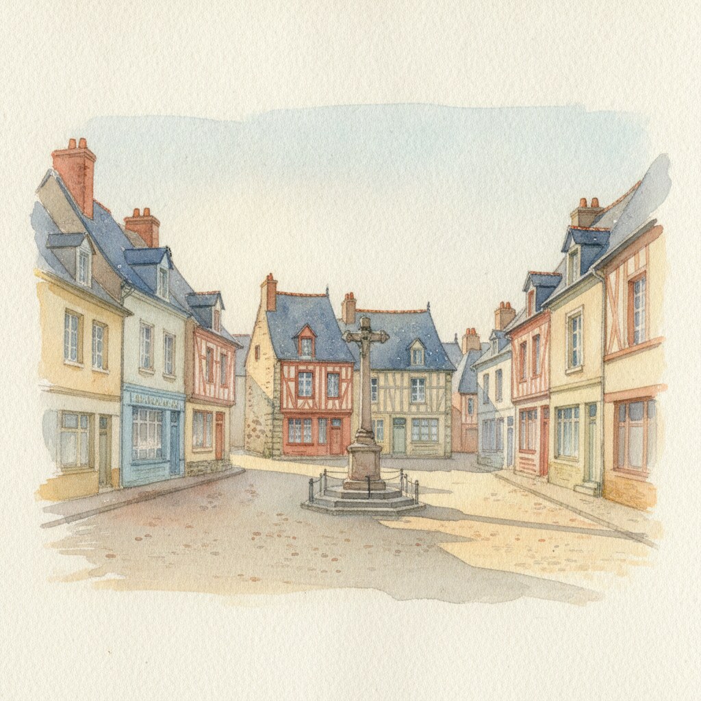 Écouché-les-Vallées — aquarelle — France