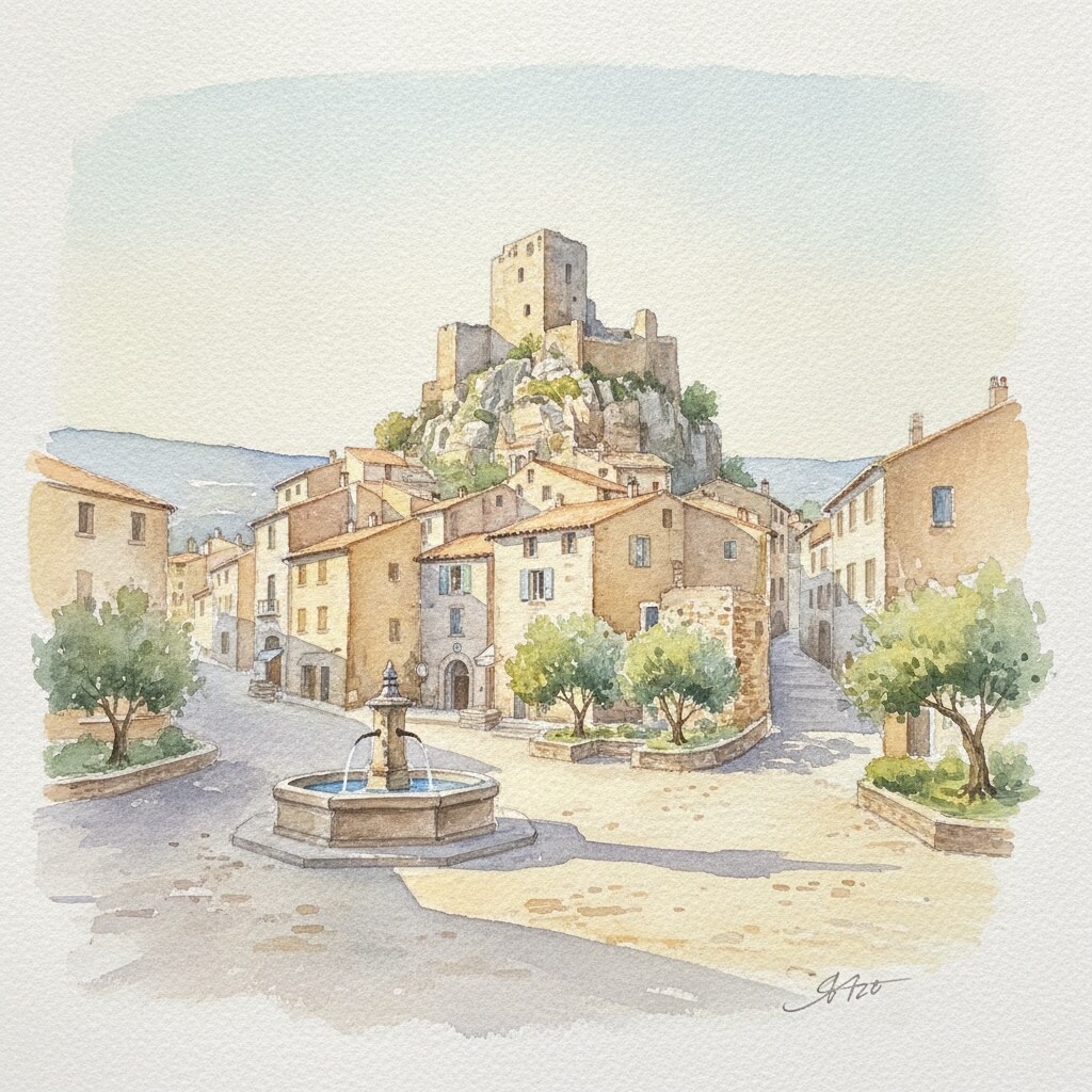 Èze — acuarela — Francia