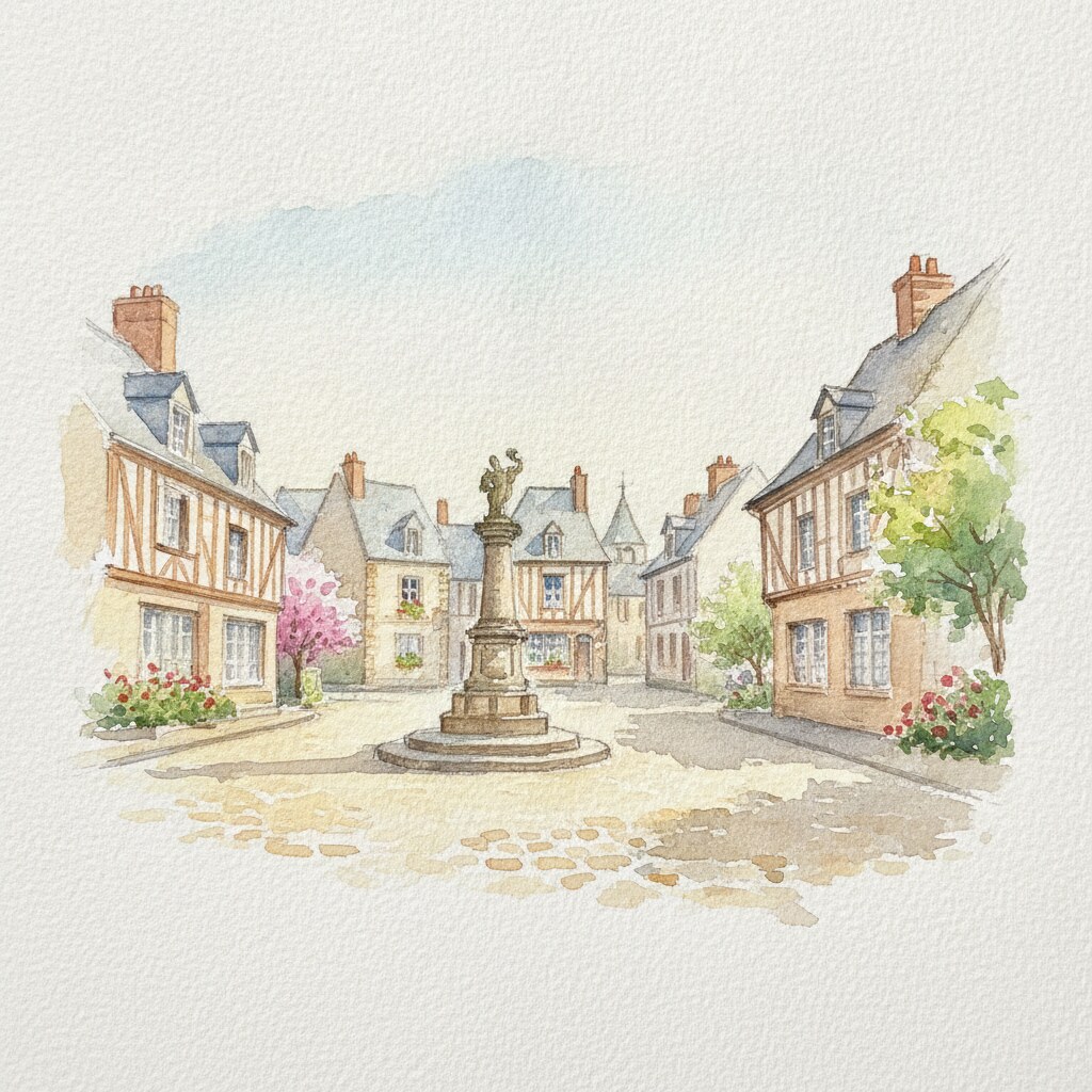 Fontaine-la-Mallet — acuarela — Francia