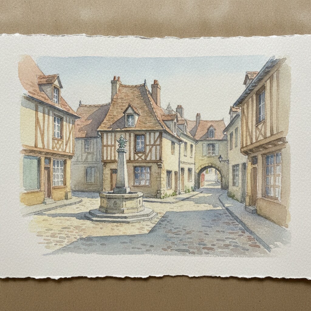 Fontenay-le-Fleury — acuarela — Francia