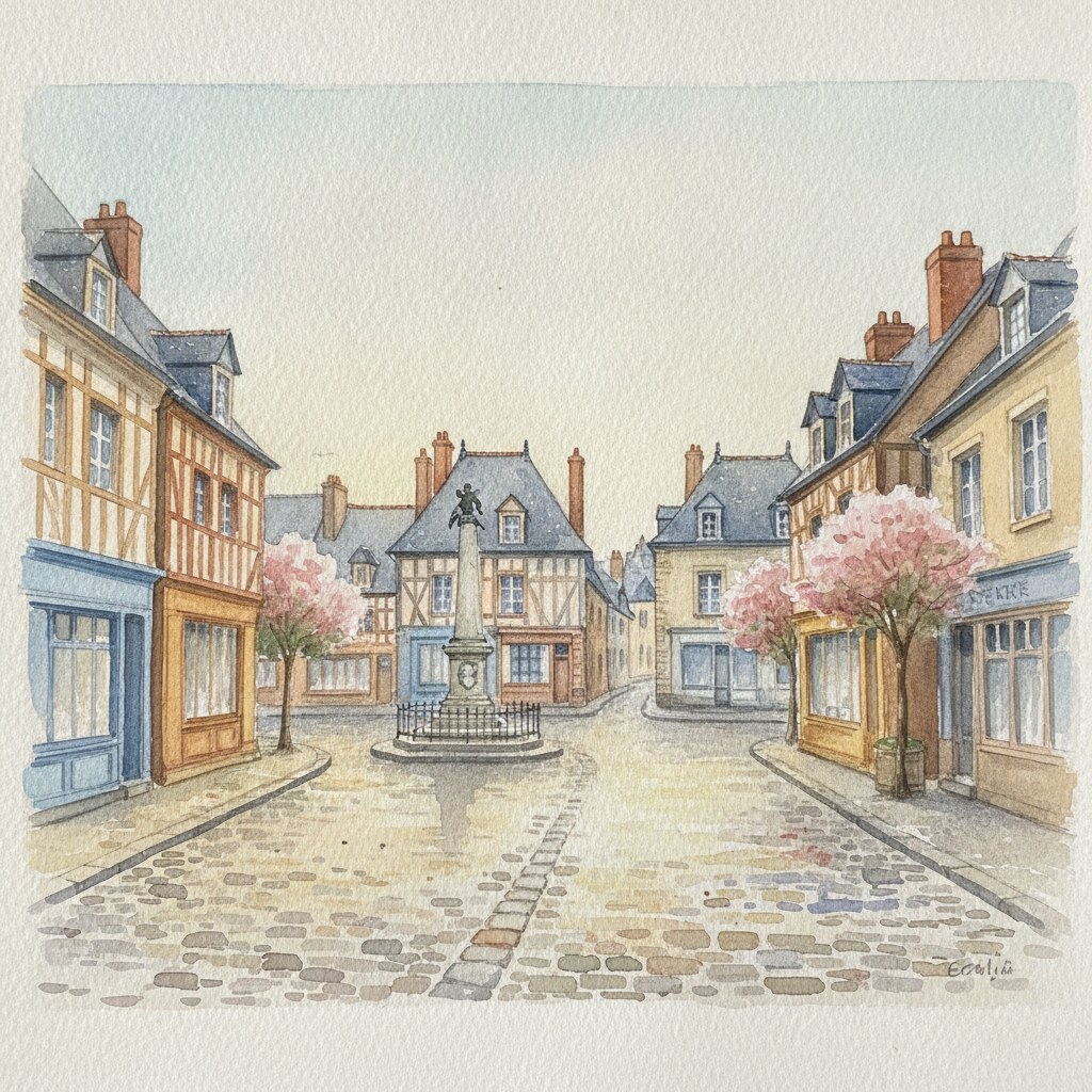 Goderville — acuarela — Francia