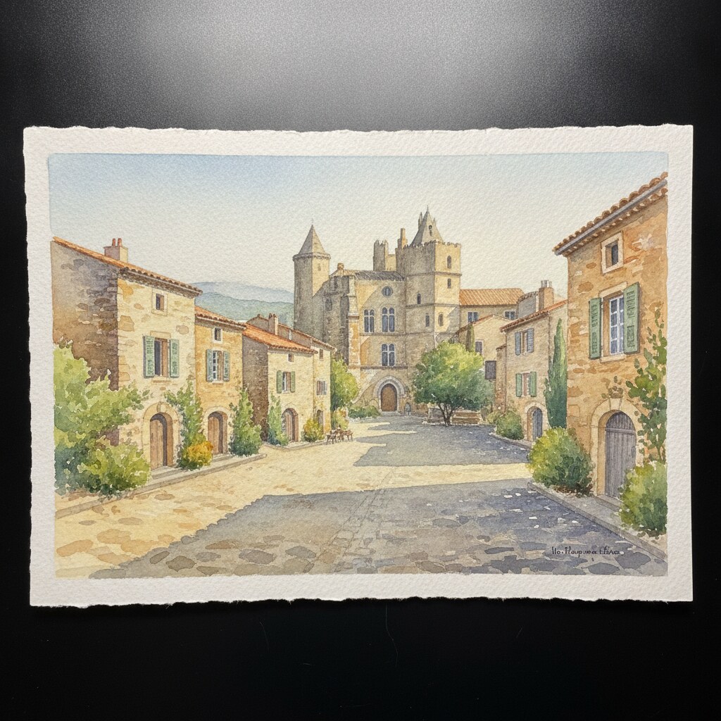 Gordes — acuarela — Francia