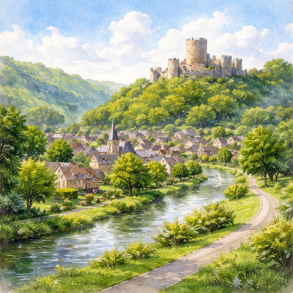 Ivry-la-Bataille — acuarela — Francia