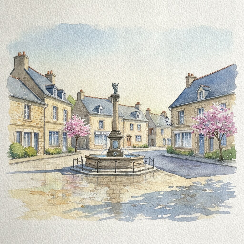Juvigny Val d'Andaine — acuarela — Francia