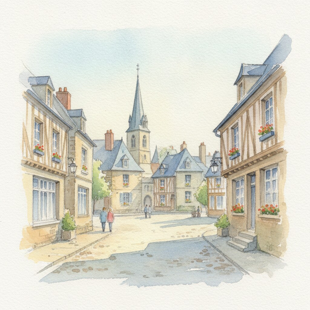 La Bonneville-sur-Iton — acuarela — Francia