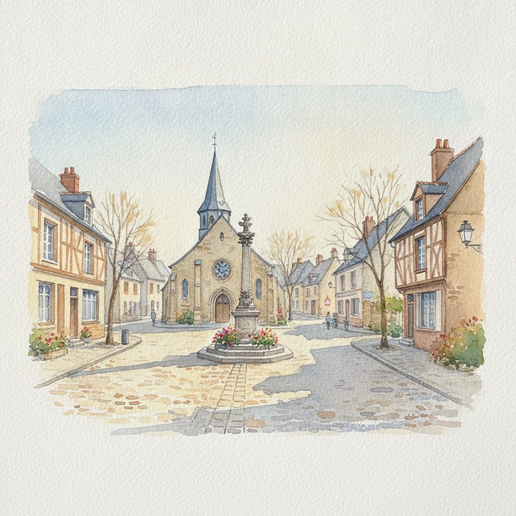La Chapelle-Longueville — acuarela — Francia