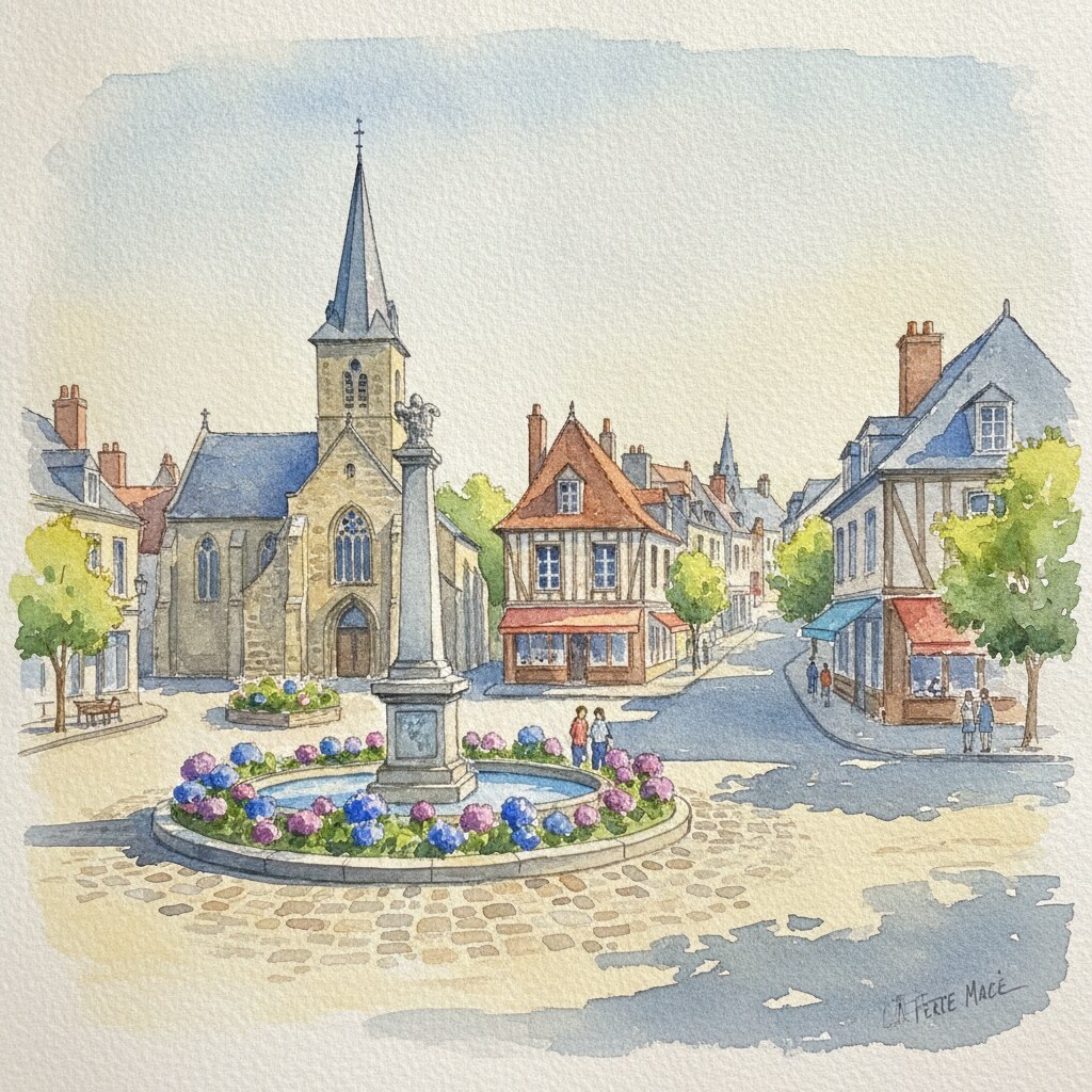 La Ferté Macé — aquarelle — France