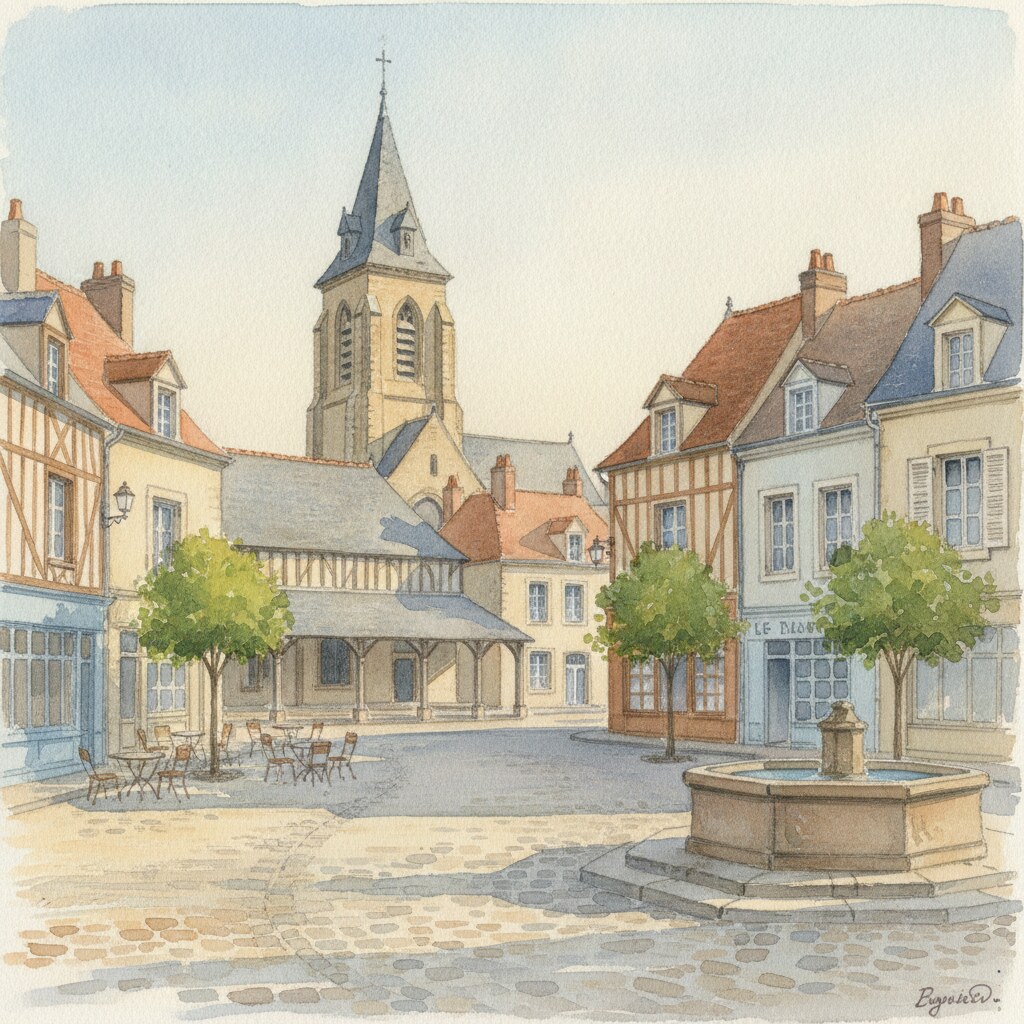 Le Neubourg — acuarela — Francia