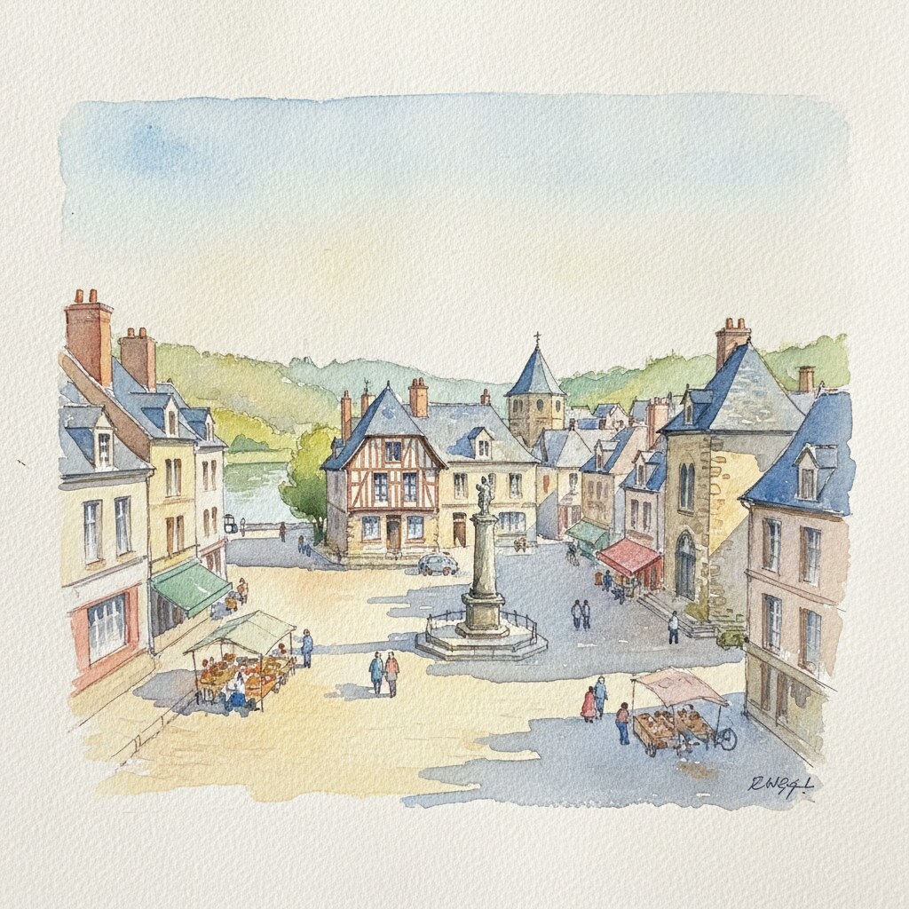 Les Andelys — acuarela — Francia