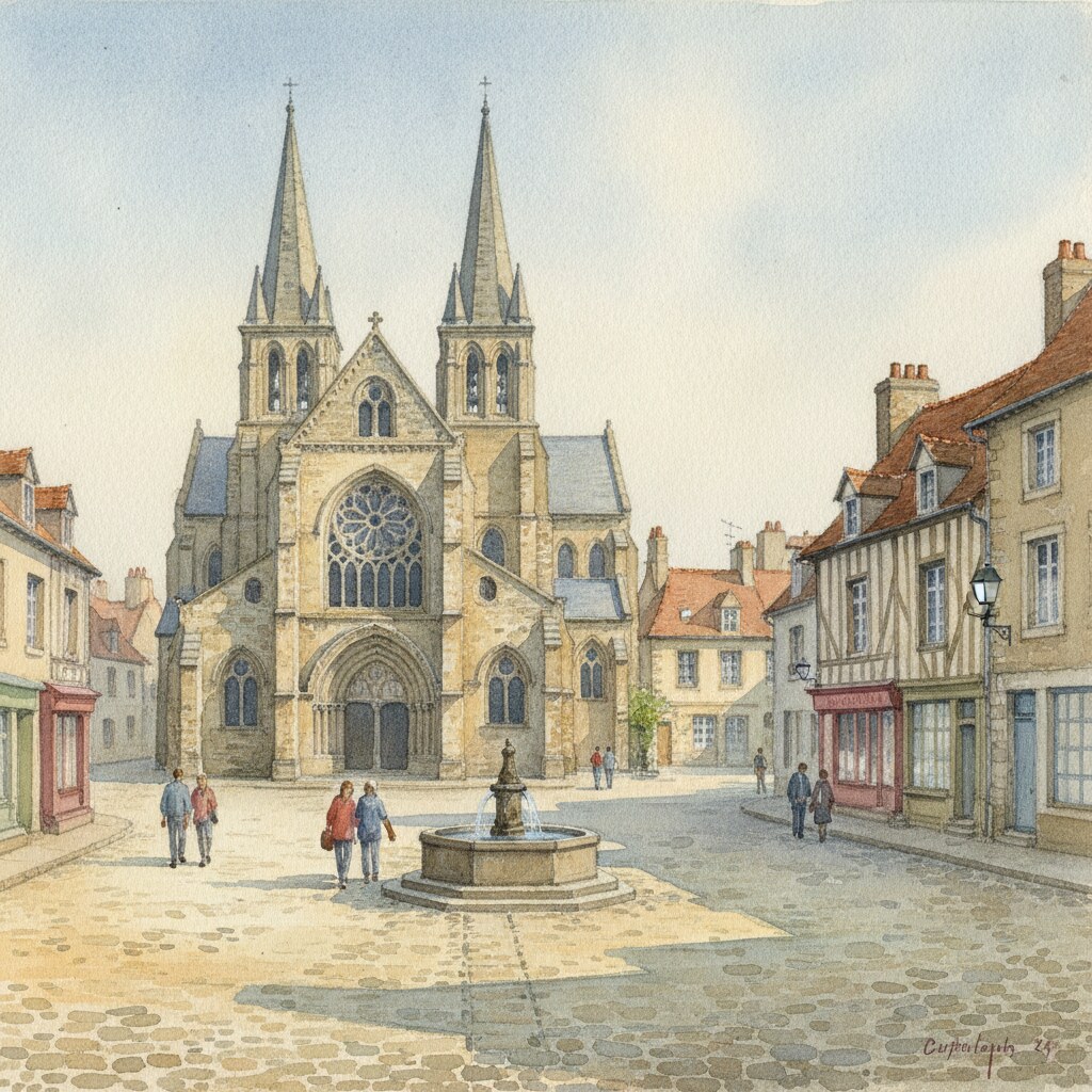 Lessay — aquarelle — France