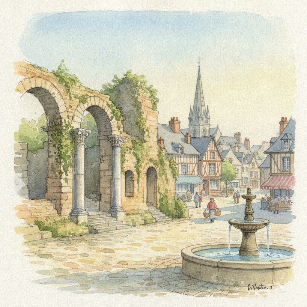Lillebonne — acuarela — Francia